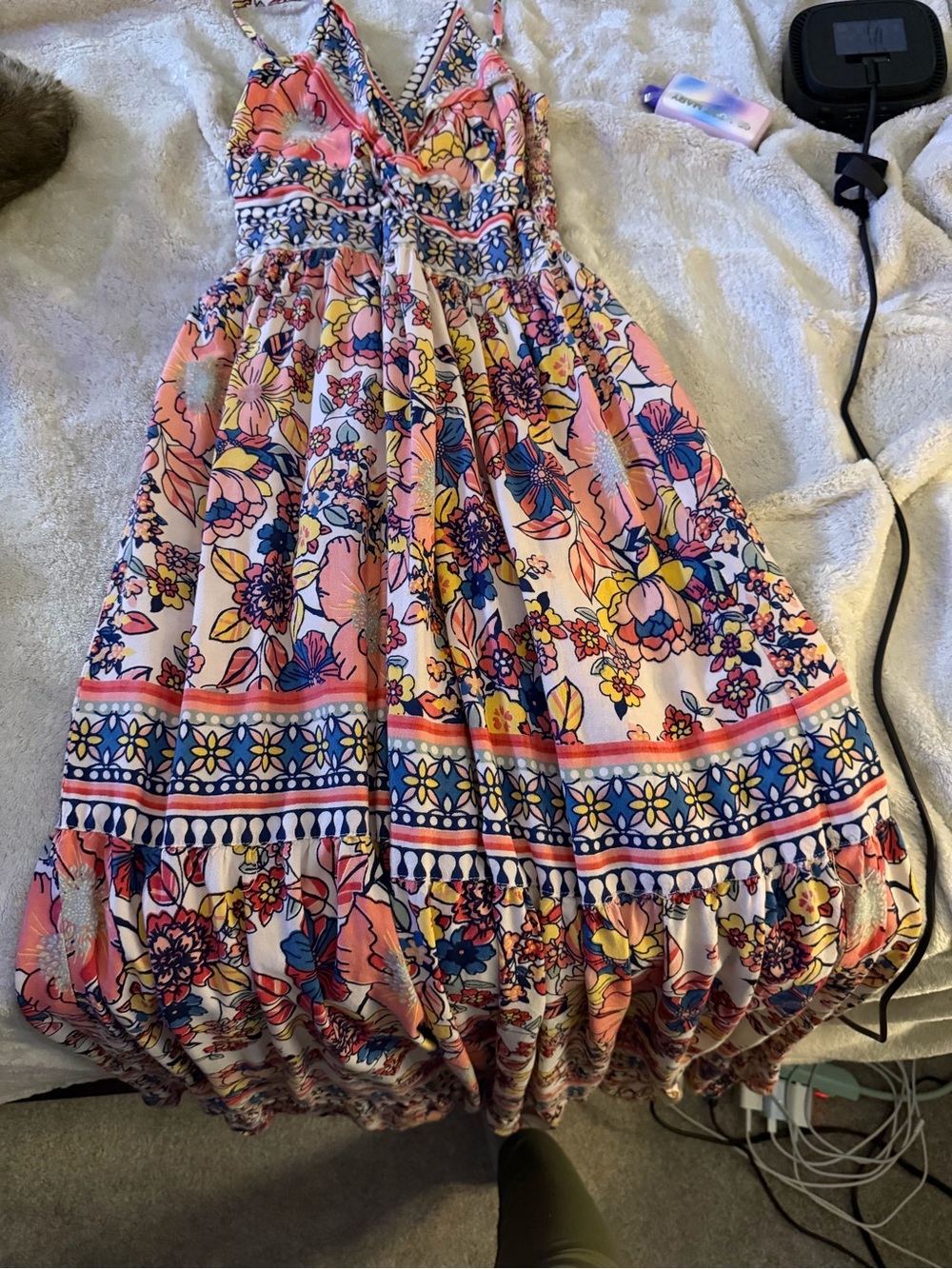 Floral Pink Multicolor Boho Dress